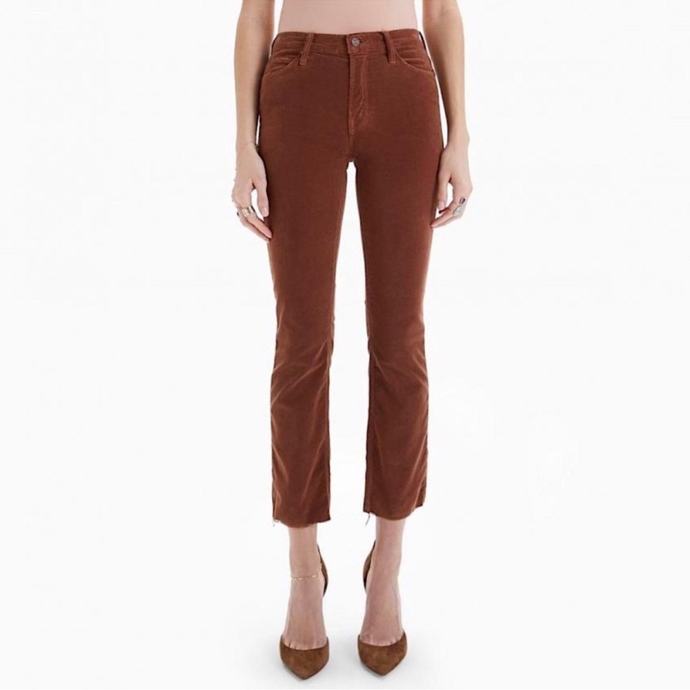 Mother mid rise dazzler ankle fray corduroy jeans